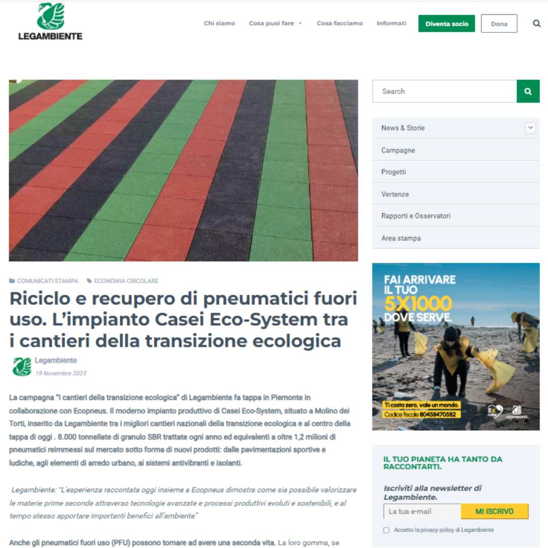 Legambiente lleva los «Cantieri della Transizione Ecologica» a la planta de Casei Eco-System 9 Artículo de Legambiente sobre los «Cantieri della Transizione Ecologica»