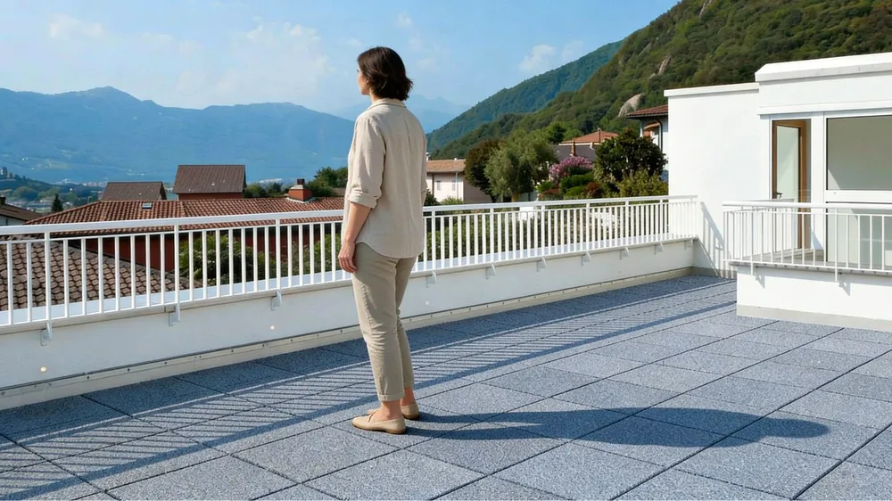 ECO-BUILDING 12 Überdachte Terrasse mit ECO.ROOF zur Erneuerung des Bodenbelags
